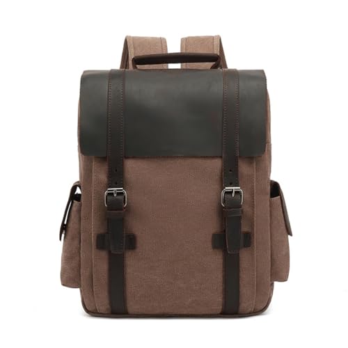 Sac à dos ordinateur portable en toile denim et cuir souple pour hommes et femmes