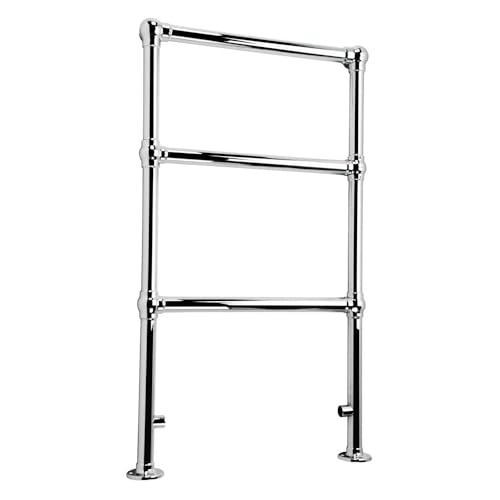 iBathUK Georgian Traditional Towel Radiator Rail, Towel Warmer 3 Bar Floor Mounted Heated Towel Rail for Bathroom- 914x535mm, Chrome