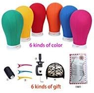 22inch Canvas Block Head Mannequin with Stand Manikin Head Set for Wig Making Display Styling with Mount Hole Rose red
