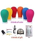 22inch Canvas Block Head Mannequin with Stand Manikin Head Set for Wig Making Display Styling with Mount Hole Rose red