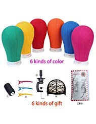 22inch Canvas Block Head Mannequin with Stand Manikin Head Set for Wig Making Display Styling with Mount Hole Rose red