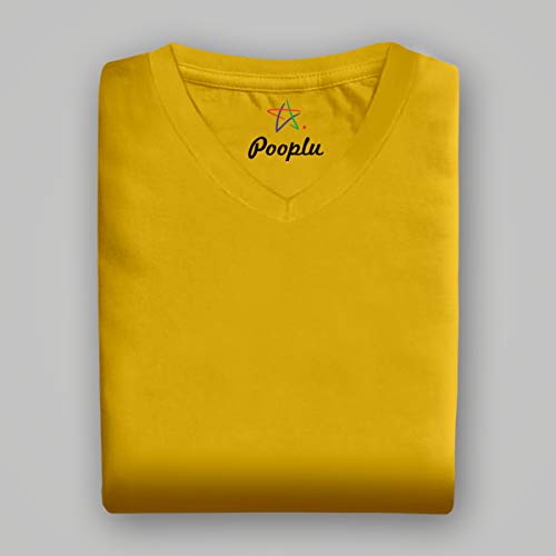 Image of Pooplu Women's Regular Fit Premium Plain 100% Cotton V Neck Half Sleeves, Casual Plain Pootlu Tees and Tshirts.