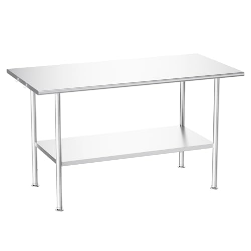 Image of Atelicf NSF Stainless Steel Prep Table 30X60 inch, Rounded Flat Top