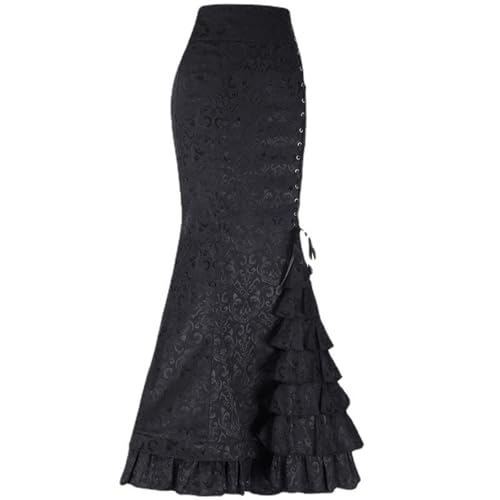 Retro Gothic Dark Style Half Skirt Victoria Jacquard Lace High Waist Fishtail Skirt Subcultural Clothing