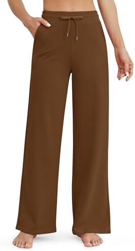 G4Free EverGoing wijde pijpen broek voor vrouwen yogabroek hoge taille joggingbroek met zakken stretch lounge broek comfortabele workout, Donkergrijs, XL Tall