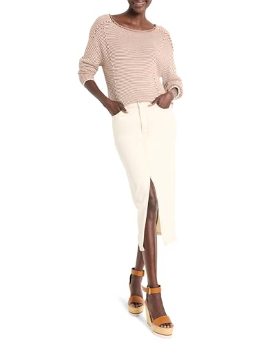 NIC+ZOE Women's Striped Seamed Cotton Cord Sweater