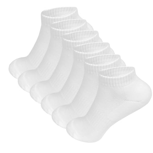 Men Women Ankle Cotton Socks Low Cut Athletic Sports Running Mesh Cushioned-6 Pairs