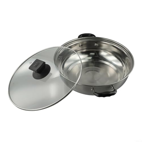 Honseadek Olla con tapa de vidrio y asas dobles, olla caliente de acero inoxidable para dos, olla de cocción a prueba de óxido con tapa transparente, diseño de distribución uniforme del calor (26 cm) Honseadek Olla con tapa de vidrio y asas dobles, olla caliente de acero inoxidable para dos, olla de cocción a prueba de óxido con tapa transparente, diseño de distribución uniforme del calor (26 cm)