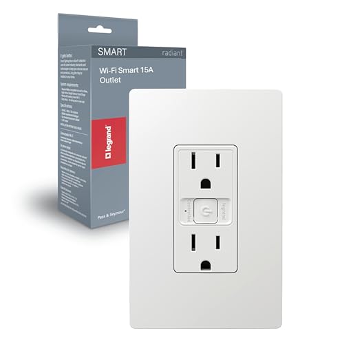 Legrand Radiant Wi-Fi Matter Smart Outlet 15A Effortless Setup Enhanced Compatibility with Apple HomeKit Google Home Alexa & SmartThings Easy Wi-Fi Connectivity with Matter Pack of 1