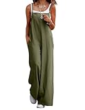 YESNO Women's Ladies Dungarees Summer Boho Floral Printed Overalls Cotton Baggy Jumpsuits with Pockets L PZZCRUK Armygreen