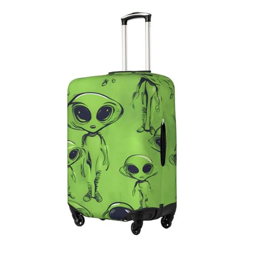 Green aliens Print Washable Suitcase Cover Personalized Luggage Protector Travel Elastic Anti Scratch2