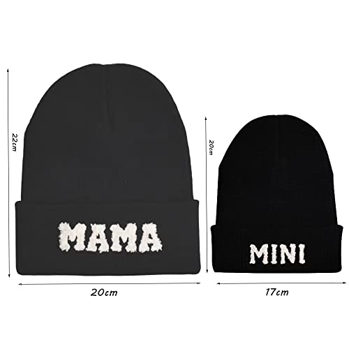 Mama Mini Matching Set Beanie Hat 2PCS Parent-Child Banie Hat Family Beanie Hat Mothers Day4