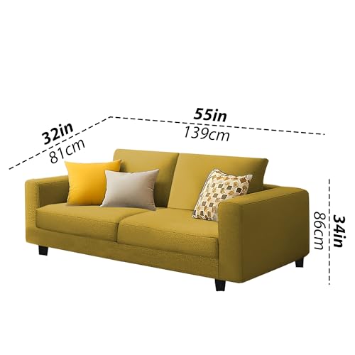 Image of Galib 3+2 Seater Sofa Set for Living Room (Yellow Fabric) Premium Fabric Sofa Set