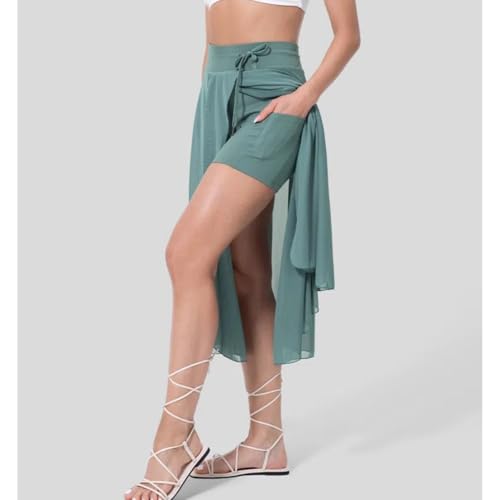 Women's Fashion Sheer Mesh Skirt Front Slit Knee Length A Line Flowy Prom Midi Skirt3