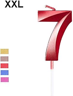2.76'' Extended XXL Large Gold Glitter Happy Birthday Long Numbers Candles 3D Design