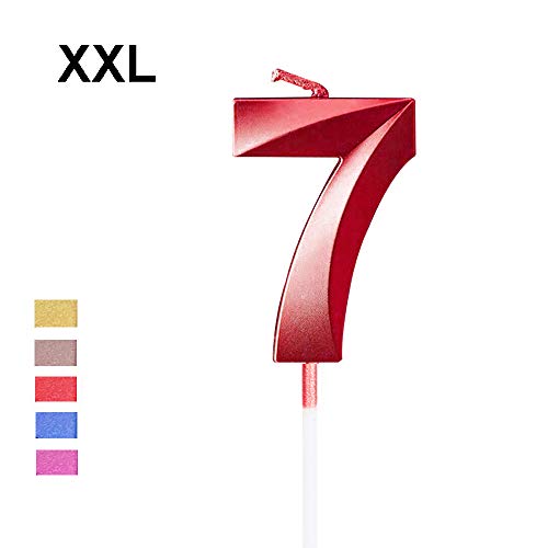 2.76'' Extended XXL Large Gold Glitter Happy Birthday Long Numbers Candles 3D Design