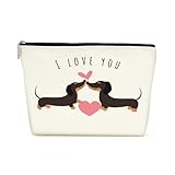 Regalos inspirados en I Love You para ella, bolsa de maquillaje, bolsa de cosméticos, regalos divertidos de perro salchicha, regalos para perros, mamá, Weiner, regalos para mujeres, amigas, hermanas,