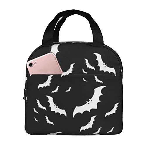 XVBCDFG Bolsa de almuerzo de murciélagos voladores de Halloween, bolsa de almuerzo de aislamiento térmico grueso de papel de aluminio portátil, bolsa de alma