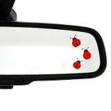 6 x Ladybug Rearview Mirror Stickers, 6 Cute Ladybugs Total, Waterproof Vinyl Mini Bug Decals for Car Window, Mirror, Laptop, Water Bottle, Aesthetic Decor for Women, 1.6 Inch Each (Ladybug)