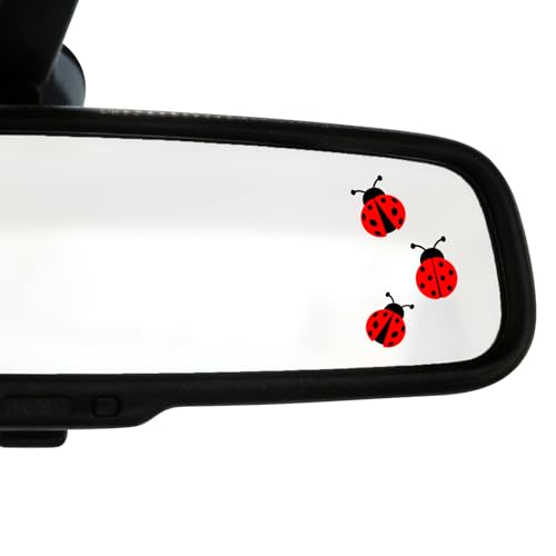6 x Ladybug Rearview Mirror Stickers, 6 Cute Ladybugs Total,