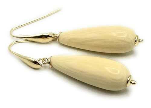 Boucles d'Oreilles Longues en Vermeil 24 K et Gouttes d'Italie