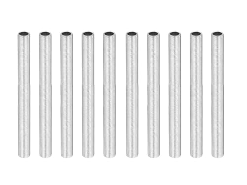 Kit 10 barre filettate M10 in acciaio zincato - accessori per portalampade, lumi e lampadari (Barre filettata forata, Lunghezza 100mm)