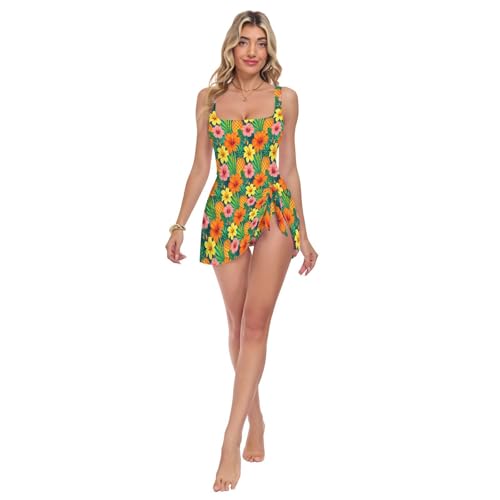 Maillot de bain une pièce femme motif fleurs tropicales et ananas