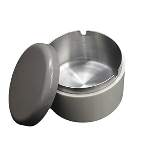 Cendrier avec couvercle gris idéal pour table de salon et terrasse
