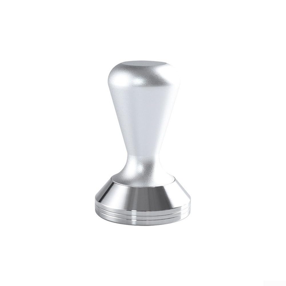 Prensador profesional de espresso con base de acero inoxidable 304 y agarre ergonómico para cestas de 51 mm, 53 mm, 58 mm, herramienta de preparación diaria plateada (51 mm, negro)