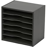 システムK 書類収納棚 【スッキリまとまる書類ラック】 棚板取り外し可能で使い方自由自在 A4サイズもジャストサイズ マガジンラック 本棚 卓上 コンパクト 収納 整理 木製 BOX6段 グレー