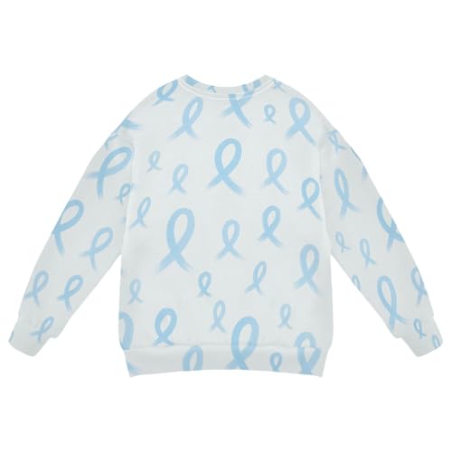 JUNZAN Blue Prostate Awareness Ribbon Kids Girls Sweatshirt Hoodie Fleece Kids Pullover Hoodie Camping 4T2