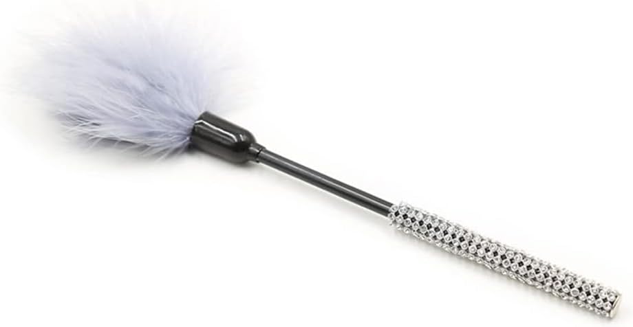 Round Diamond Metal Rod Feather Flirting Toy Flirting Feather (Color : Red)