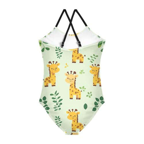 Bolaz Girls Swimsuits One-Piece Bathing Suits Multicolor Kids Sport Summer Beach Swimwear for 3-10 Years Old-Giraffe Pattern2