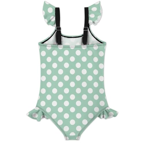 Image of Girls One Piece Swimsuit Polka Dots Ruffles Swimwear Bathing Suits 3-12 Years
