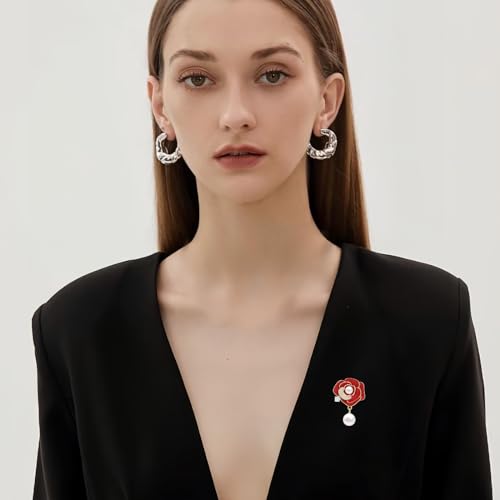 Image of Flower Brooch for Women Rhinestone Flower Brooch Pins Floral Brooches Jewelry Gift for Mom Wife