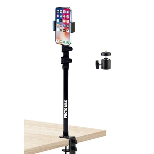 Image of PHOTOMAX Overhead Desk Mount, Tabletop C-Clamp Mount Stand, Adjustable Metal Stand with Standard 1 /4 inch Screw Tip for DSLR Camera, Ring Light, Video Light, Panel Light(CM02)