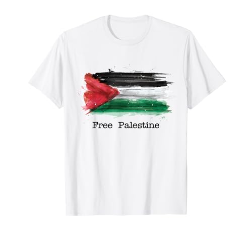 Libre Palestina Bandera Nacional Palestina Acuarela Camiseta