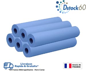 (DSTOCK60) - 6 Draps d'Examen - 50 x 35 - Plastifiés - Résistants - Absorption Optimale - Prédécoupés tous les 35cm - Largeur 50cm - 150 formats - Lot de 6 rouleaux