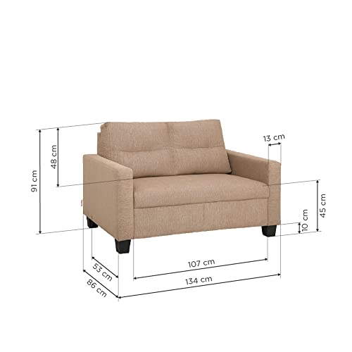 Image of Duroflex Ease - 2 Seater Sofa | Premium Fabric, High Comfort Foam, Durable Wood Frame & Easy Maintenance | 3 Year Warranty | Two Seater Sofa for Living Room - Brown