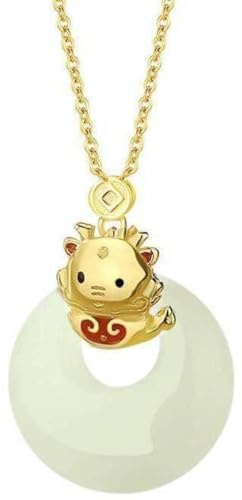 Collier jade de Hetian avec pendentif boucle de la paix cadeau femme