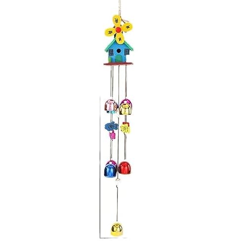 Wind Chime Wooden House Wind Chimes Outdoor Windchimes With Soothing Deep Tones Decorative For Home Windchime(Blu)
