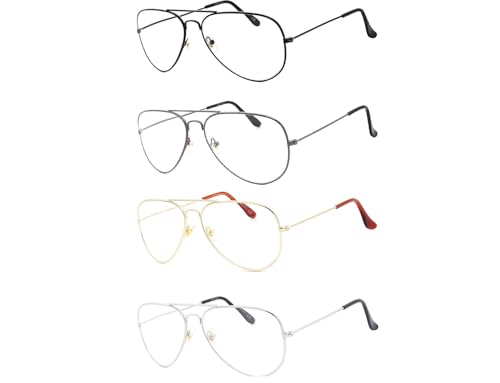 NEW VISION Gafas Presbicia Hombre 4 Pack, Gafas Aviador, Marcos Metal, Estilo Retro Gafas Ordenador, Gafas De Lectura para Hombre y Mujer, NV8132 (4 colores, 1.5, Dioptrien)