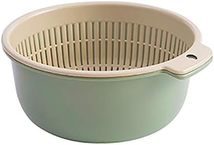 MiXXAR Double Layered Kitchen Vegetable Fruit Drain Basket Plastic Washing Vegetables Basket Double Layered Drain Basin Fruits Basket Set Space Saver Clean Wash Storage Kitchen Accessory