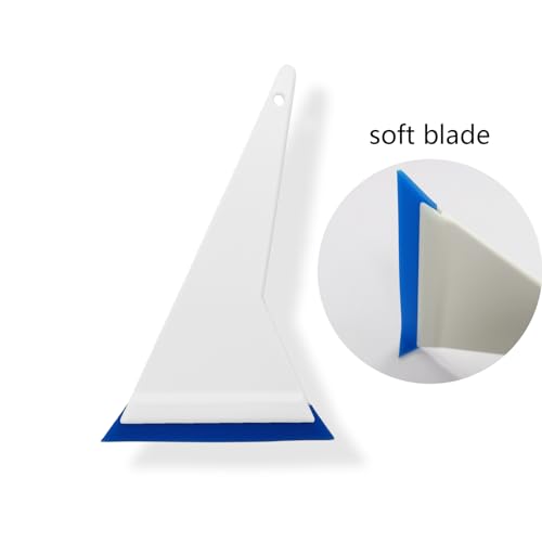 Image of Window Tint Tools Side Swipe Plastic Long Handle Tint Squeegee,Window Tint Squeegee with 3Pcs Red PU Bevel Blades for Window Tinting Application