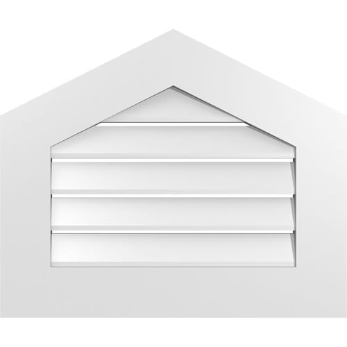TrueCraft PVC Peaked Top Surface Mount Gable Vent, 24"W x 20"H Overall Frame Size, 6/12 Pitch: 1" x 3-1/2" Standard Trim Frame, Functional