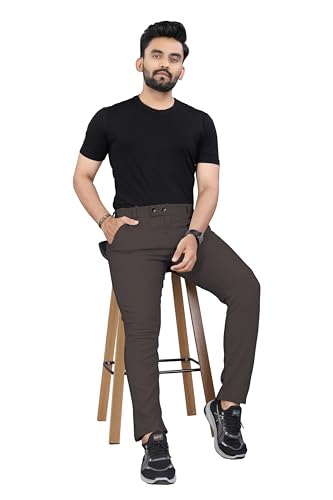 Image of Men's Regular Fit Self-Design Trousers | Mid-Rise Cotton Blend Pants for Work Stylish Formal Bottoms for Men (Pack of 1)