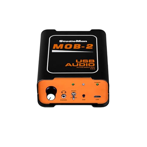 StudioMan MOB-2 Active USB Audio DI Box, 2-in-1 Direct Injection Box & USB Audio Interface with...