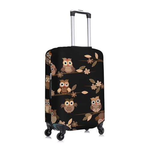 Cute Brown Cartoon Owls Print Luggage Suitcase Cover Protector Luggage Washable Covers With Concealed Zipper3