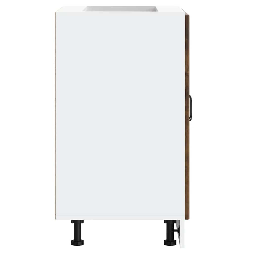 Mobile sottolavello Lucca in legno di rovere affumicato con molto spazio di archiviazione, piedini regolabili, 60 x 46 x 81,5 cm, autoportante, salvaspazio, per cucina, sala da pranzo, dispensa
