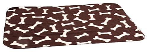 Karlie Hunde Fleecedecke Knochenmotiv, Hundedecke, Fleece, Braun, 100x70 cm